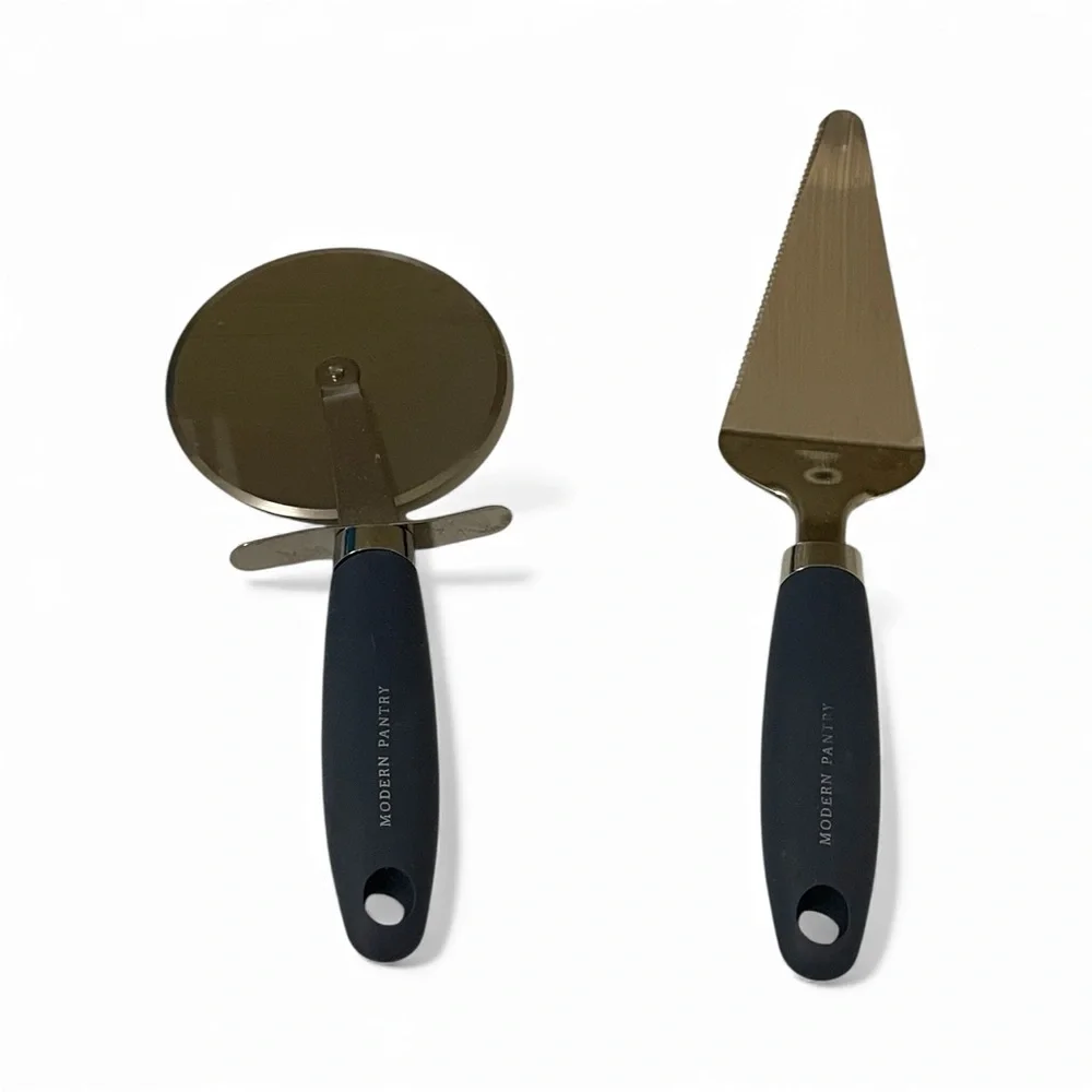 Modern Pantry Pizza‎ Cutter Pie Server Set Stainless Steel Navy Handle Kitchen